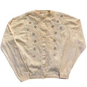 Vintage Pringle of Scotland Cashmere Beaded Cardigan